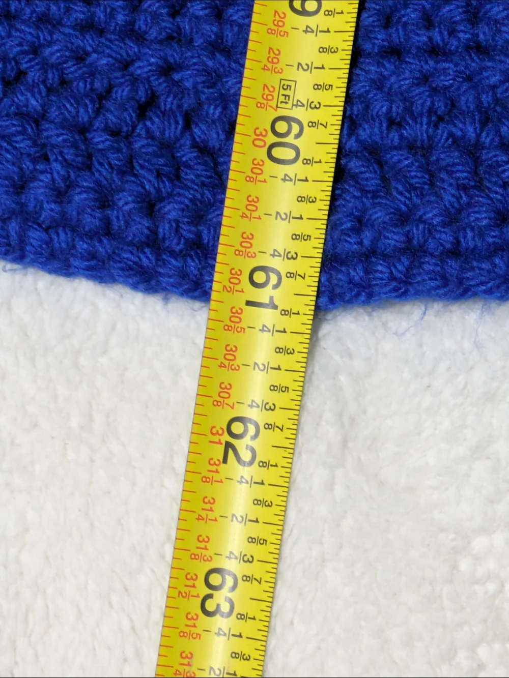 Handmade Crochet Throw Blanket — Royal Blue Cozy Knit